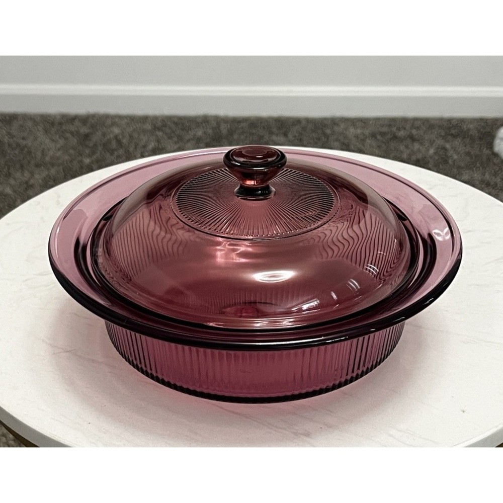 Corning Ware Vision Cranberry Casserole With Lid V-31-B 1 Qt Pyrex Bakeware